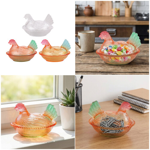 Crystal Glass Chicken Shape Candy-Glazed blue tail sty 2