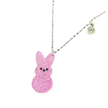 Friendship Themed Rabbit Necklace Acrylic Animal Neckchain-Pink