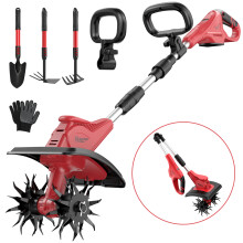 Cordless Tiller Cultivator Compatible with Milwaukee 18V Battery(Tool Only, Not battery),with 40 Steel Tines, 9.1In Tilling Width & 6.3In Depth Tiller