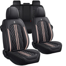 Custom Fit Waterproof PU Leather Seat Covers for Mazda CX90 2024 Full Set Airbag Compatible Pink Line