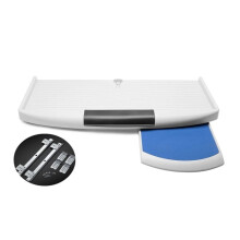 Under Desk Keyboard Tray with 360 Degree Rotating Mouse Pad, SlideOut Tray, Easy Install, White