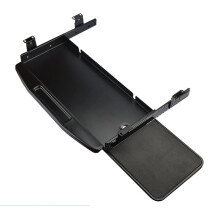 Under Desk Keyboard Tray with 14 Inch Slide Rail, Height Adjustable Steel PullOut Keyboard Drawer