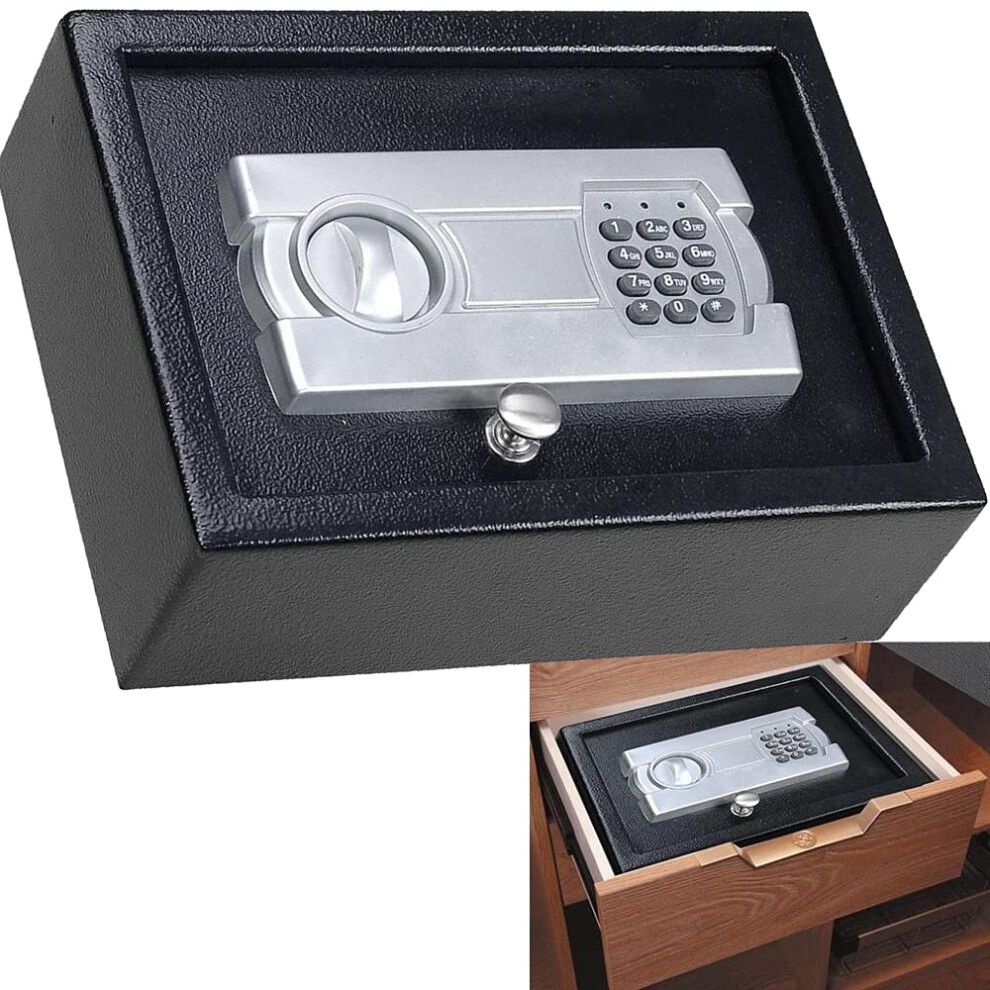 Electronic Drawer Safe With Programmable Lock, Compact Metal Box For Cash And Valuables Storage 9092120347814