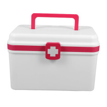 Large Medical Supply Organizer with Handle, Quick Access Compartments, Home and Travel First Aid Storage Box