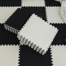 10 Pcs Interlocking Carpet Tiles Soft Plush Foam Floor Mats for Home Decor, Black and White 11.8x11.8in