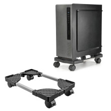 CPU Stand with 4 Caster Wheels, Adjustable Computer Tower Stand for PC, Black
