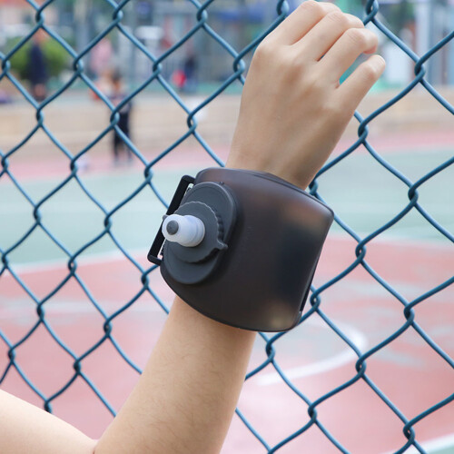 Bouteille Sport Silicone Résistante Noire Avec Bracelet 2