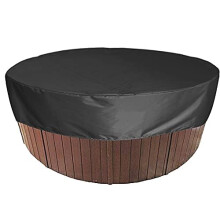 Round Hot Tub Cover 75 Inch Waterproof Outdoor Spa Protector Durable 420D Polyester Black Replacement