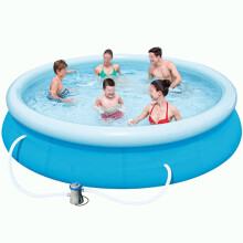 12ft Inflatable Swimming Pool with Filter Pump, 5377L Large Family Above Ground Outdoor Pool, Quick Setup Design