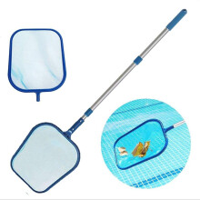Pool Skimmer Net with 14‑41 Inch Telescopic Aluminum Handle, Fine Mesh Leaf Rake for Fast Pool and Spa Cleaning
