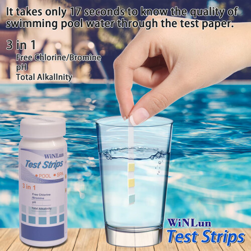 3in1 Pool and Spa Test Strips 50 Count, Fast Accurate Water Testing for Chlorine pH Alkalinity 2