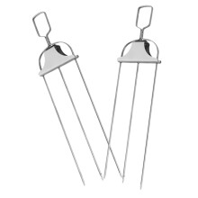 2pcs Stainless Steel BBQ Rotisserie Forks Set for Grill and Chicken, Secure Meat Grip