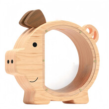 Cute Pig-Shaped Wooden Kids' Piggy Bank