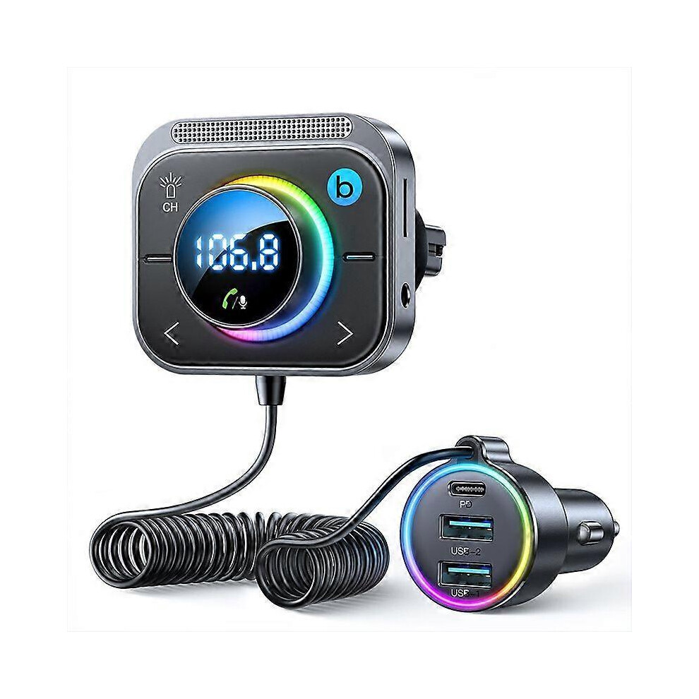 Joyroom Fm Bluetooth 5.3 Fm/Aux Bluetooth Car Adapter Car Charger Bass Boost 3 Ports Pd&Qc 3.0 Fm Bluetooth Car Transmitter 9172356404786