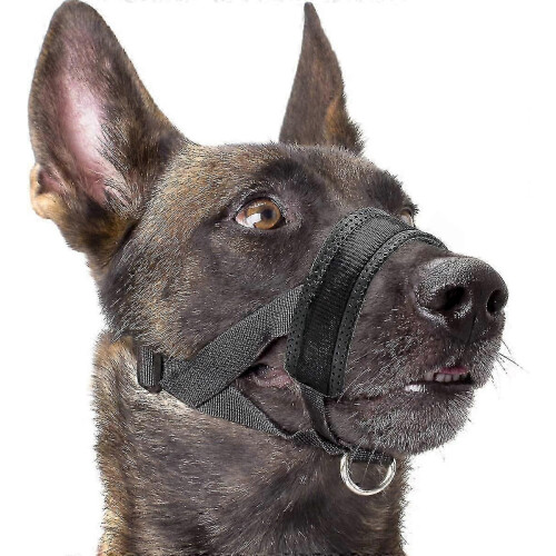 Nylon Soft Dog Muzzle, Anti-bit, Anti-bark, Anti-chew, Adjustable Ring (xl, Black)