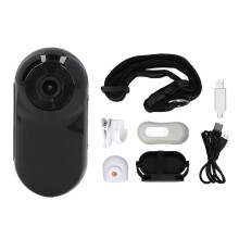 Pet Collar Camera 120 Deg Lens OTG Connection Video Recording Adjustable Magnetic Cat Sport Camera for Outdoor Black