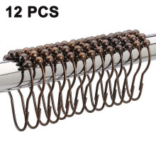 12pcs Shower Curtain Hooks Rings, Rust-resistant For Bathroom
