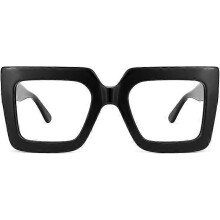 Fashionable and heavy oversized square glasses for women (bright black frames)