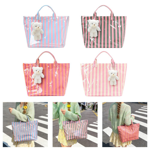 Moderne Farbblocktasche, ergonomischer Griff, große-Rosa 2