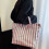 Moderne gestreifte Shopper-Tasche mit großem-Blau 5
