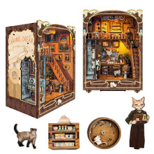 DIY Dollhouse Kit for Adults with LED Toplight, Easy Assembly Miniature Bookend Caramel Dreams