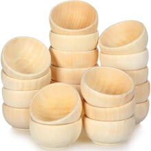 20 Pcs Small Wooden Bowls for 1.5 Oz Unfinished Wood Bowl for DIY Serving Kitchen Condiment Salad Nuts Dips