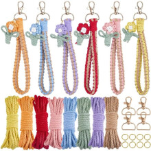DIY 6 Sets Phone Charms Making Kit Phone Wrist Strap Macrame for Beginner Smartphone Key Purse Bag Wallet