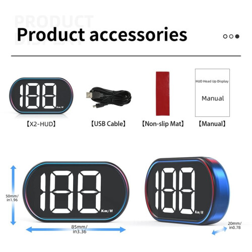 3 Inch HUD X2 GPS /U Digitale Snelheidsmeter - Display 2