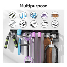 Wall Mounted Home Gym Equipment Storage Rack for Resistance Bands, Cable Attachments, Lifting Belts, Jump Ropes