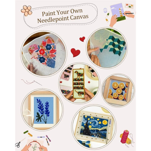 Needlepoint Blank Canvas, Include 4Pcs 18CT 12x18 Inch Blank Mesh, 2 Rolls Tape, 12 Markers for Embroidery Projects 2