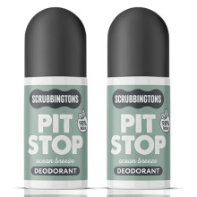 Scrubbingtons Pit Stop 98% Natural Deodorant Unisex, Ocean Breeze 75ml x 2