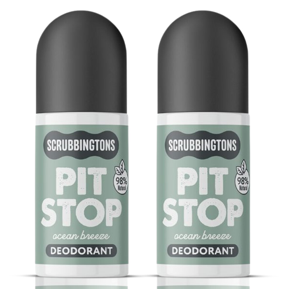 Scrubbingtons Pit Stop 98% Natural Deodorant Unisex, Ocean Breeze 75Ml X 2
