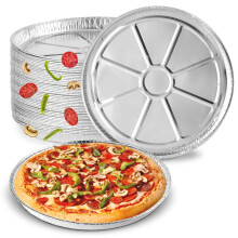 25 Pack 12 Inch Disposable Aluminum Pizza Pans Round Foil Baking Trays for Focaccia Cookies Cakes