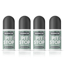 Scrubbingtons Pit Stop 98% Natural Deodorant Unisex, Ocean Breeze 75ml x 4