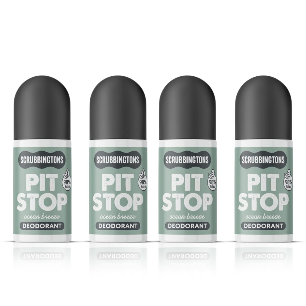Scrubbingtons Pit Stop 98% Natural Deodorant Unisex, Ocean Breeze 75Ml X 4