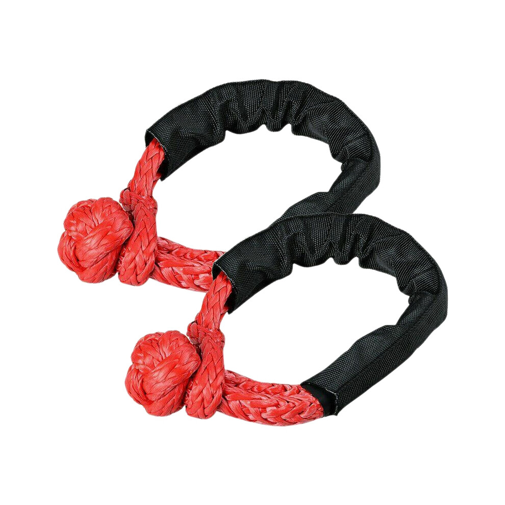 2X Soft Shackle Rope Synthetic Tow Recovery Strap 38,000Lbs Wll Auto Parts Tow Rope Synthetic Fiber Red 6031462948993