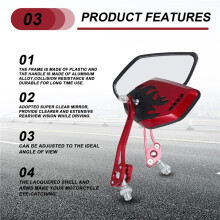 2PCS Screw Diameter 10mm / 8mm Side Mirrors for Motorcycle Scooter 360 Degree Rotation Motorcycle Rearview Mirrors Red