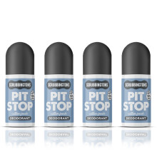 Scrubbingtons Pit Stop 98% Natural Deodorant Unisex, Cotton Fresh 75ml x 4