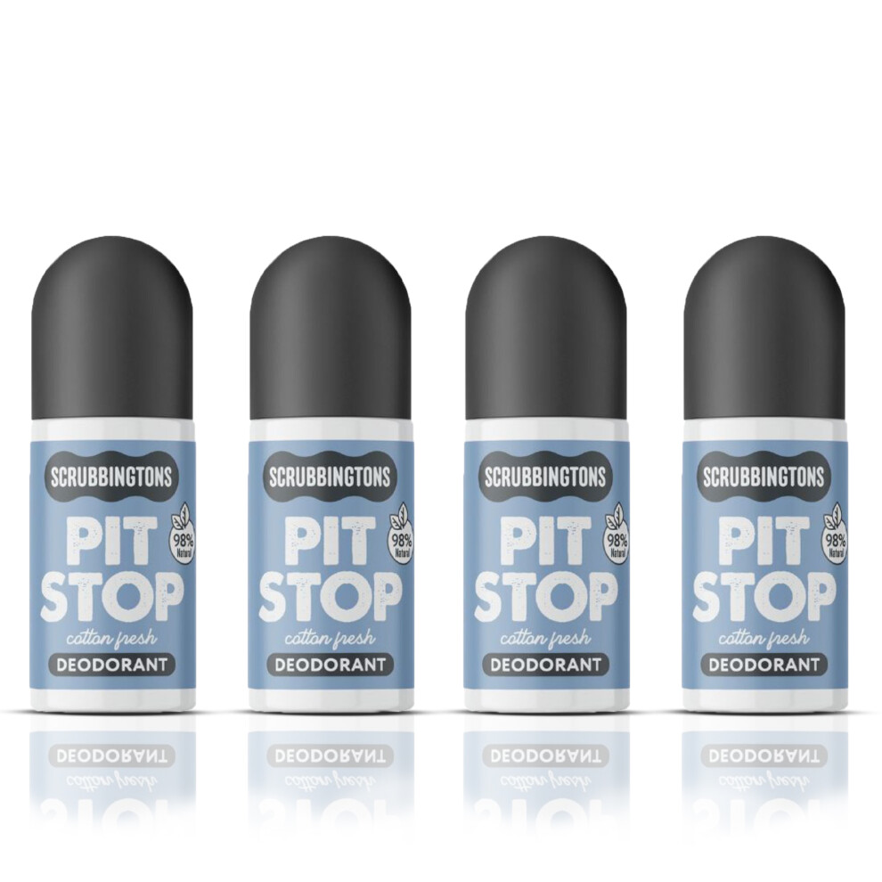 Scrubbingtons Pit Stop 98% Natural Deodorant Unisex, Cotton Fresh 75Ml X 4
