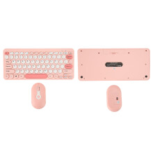 Pink 2.4G Wireless Keyboard Mouse Set 78 Keys