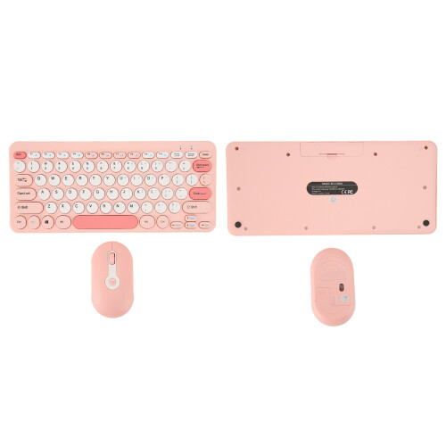 Pink 2.4G Wireless Keyboard Mouse Set 78 Keys