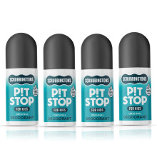 Scrubbingtons Pit Stop Kids Deodorant 98% Natural Roll On, Original 75ml x 4