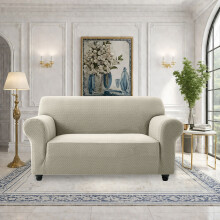 (2 Seater, Beige Spandex Sofa Cover) Spandex Sofas Covers Protectors 1/2/3/4 Seater
