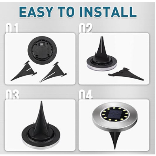 Solar Lights Cold White IP65 Waterproof  Auto On/Off with Ground Spike 4PCS 2