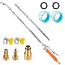 44 Inch Telescoping Spray Wand Stainless Steel Pressure Washer Extension Rod with Lockable Flow Control for Car and Garden Cleaning