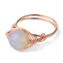 (Opal) Healing Crystal Quartz Ring Natural Stone Beads Wire Wrap Handmade Jewellery