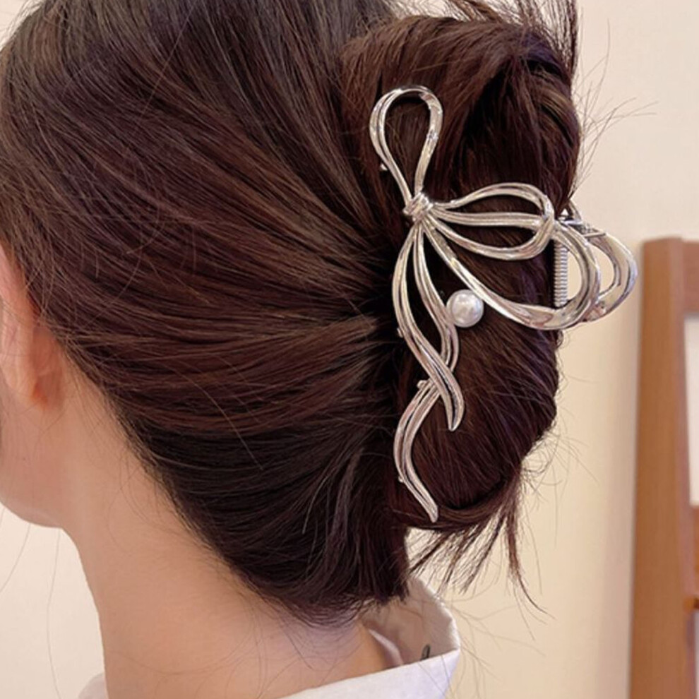 3PCS Bow Hair Claw Clips Metal Gold - Durable