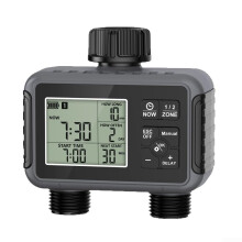 Garden Watering Timer with Dual Zone Control, Programmable Hose Faucet Timer IPX5 Waterproof for Lawn