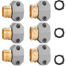 3 Sets Garden Hose Kit Aluminum Male and Female Connectors with Zinc Clamps for 5/8 and 3/4 Inch