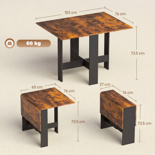 Homcom (Brown) HOMCOM Wooden Folding Table Writing Desk 2